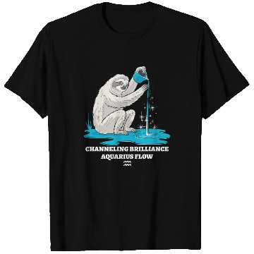 Discover Channeling Brilliance Aquarius Zodiac Sloth Flow T Shirts