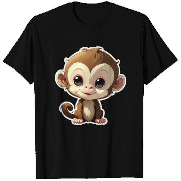 Discover Monkey Chibi-Style Sticker T Shirts