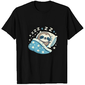 Discover Sloth Sleeping In Bed At Night Time T Shirts