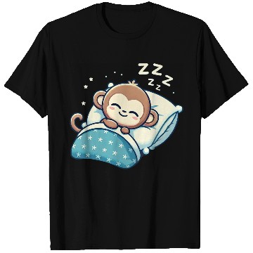 Discover Monkey Sleeping In Bed At Night Time T Shirts