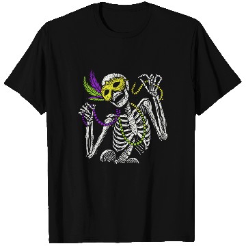 Discover Mardi Gras Skeleton with Beads and Mask T Shirts
