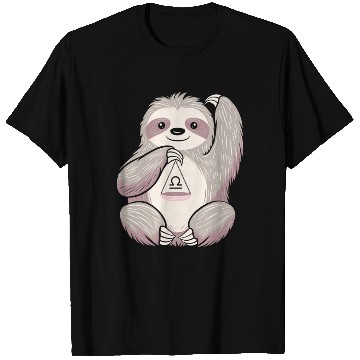Discover Libra Zodiac Sloth Balancing Symbol Charm T Shirts