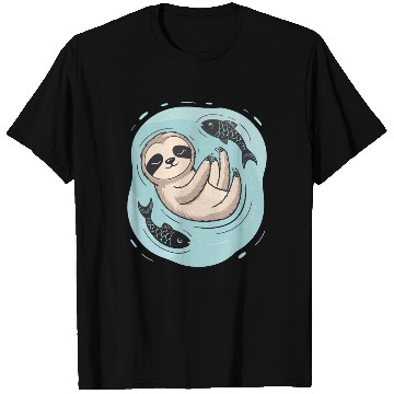 Discover Pisces Zodiac Sloth Relaxing with Fish Dreams T Shirts