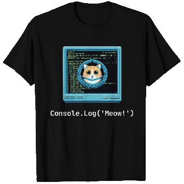 Discover Console.Log('Meow!') Cat Coding T Shirts