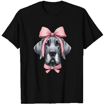 Discover Coquette Bow Great Dane Dog Mom Pink Ribbon Cute T Shirts