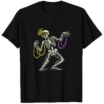 Discover Mardi Gras Skeleton With Beads Dance T Shirts