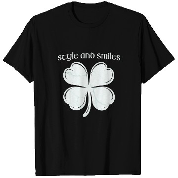 Discover Style and Smiles Large Clover Graphic and Text T Shirts