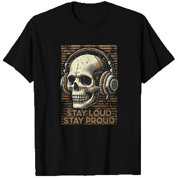 Discover Stay Loud Stay Proud - Vintage Skull use Headphone T Shirts