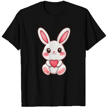 Discover Sweet bunny embracing a heart in its paws T Shirts