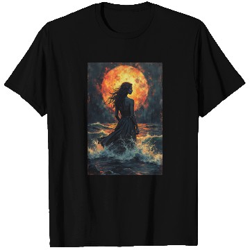 Discover Moonlit Requiem Waves of Ink and Light T Shirts