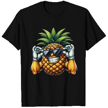 Discover Strong Pineapple with Sunglasses Cartoon T Shirts