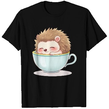 Discover Cute hedgehog relaxing in a light blue cup T Shirts