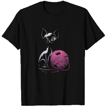 Discover Charming Cat and Wool Ball Art for Cat Lovers T Shirts