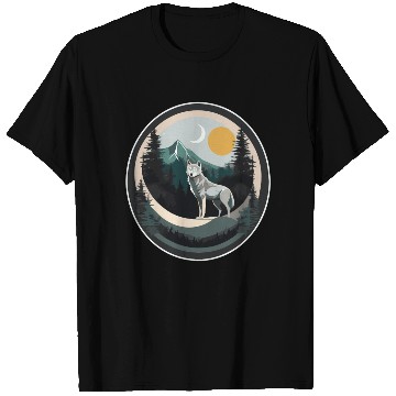 Discover Lone Wolf Under Moonlit Sky T Shirts