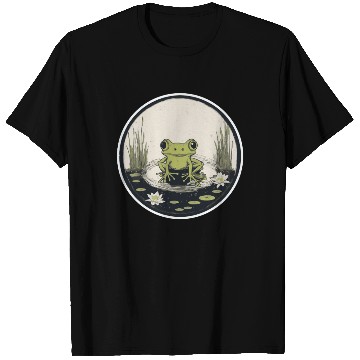Discover Serene Frog in a Tranquil Pond T Shirts
