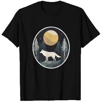 Discover Lone Wolf Under Moonlit Sky T Shirts