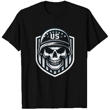 Discover US Skull and Shield Design T Shirts