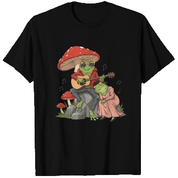 Discover Frog couple with guitar on transparent background T Shirts