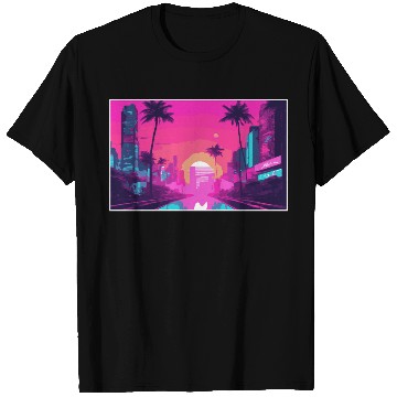 Discover Neon Paradise Vaporwave Sunset Vibes T Shirts