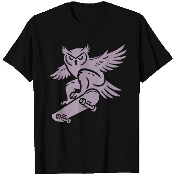 Discover Snow Owl Skateboard Silhouette Minimalist Style T Shirts