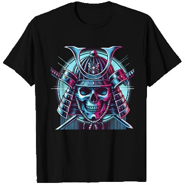 Discover Neon Bushido: The Skull Warrior T Shirts