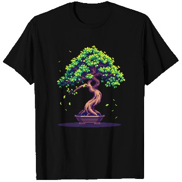 Discover Pixel Bonsai Tree – Retro Nature Serenity T Shirts