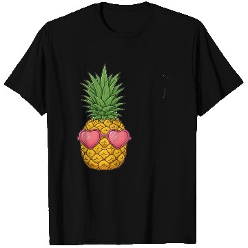 Discover A cute pineapple with heart-shaped sunglasses. T Shirts
