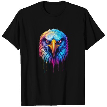 Discover Hyper-Realistic Neon Graffiti Eagle Face –Product T Shirts