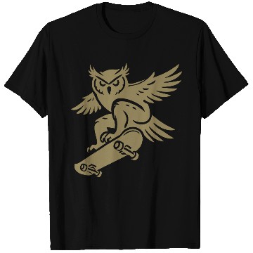 Discover Snow Owl Skateboard Silhouette Minimalist Style T Shirts