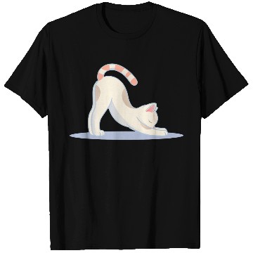 Discover cute cat in the classic yoga stretching pose T Shirts