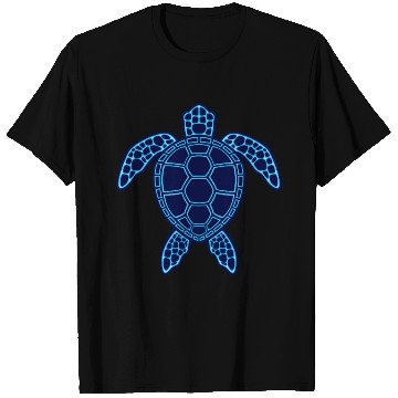 Discover Blue Neon Lava Sea Turtle Design T Shirts