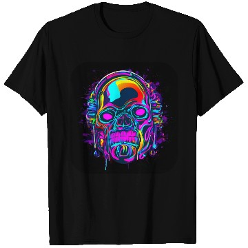 Discover Neon Style Skull Rave Party Glow T Shirts