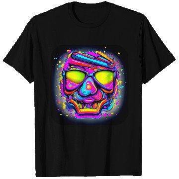 Discover Neon Style Skull Rave Party Glow T Shirts