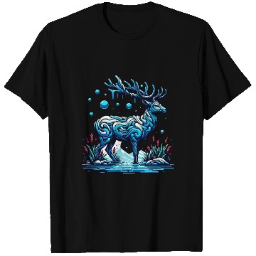 Discover Majestic Blue Deer in Enchanted Forest T Shirts