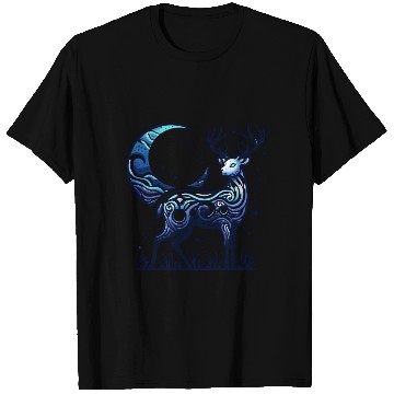 Discover Celestial Deer Under Starry Night Moon T Shirts