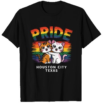 Discover Pride Month Houston City Texas USA Rainbow Flag LG T Shirts