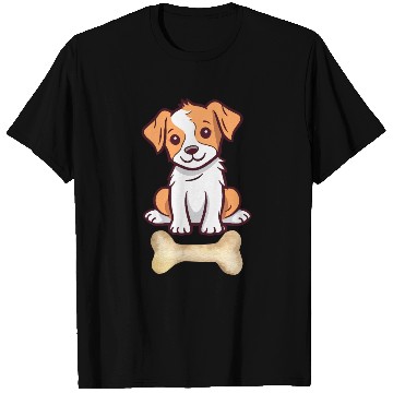 Discover Cute White and brown dog with bone T Shirts