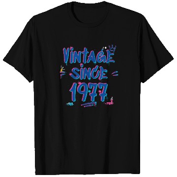 Discover Vintage 1977 Graffiti Glitch - 48 Years of Style T Shirts