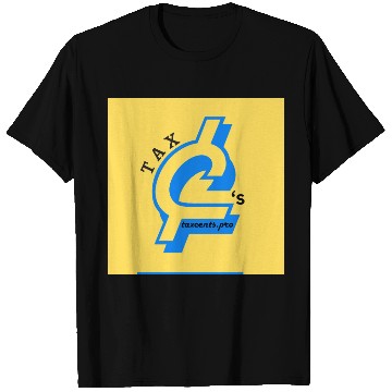 Discover Tax Cent's Blue Logo Yellow Back T Shirts