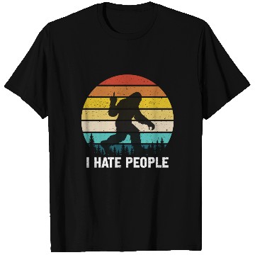 Discover I Hate People Retro Bigfoot Silhouette in Forest T Shirts