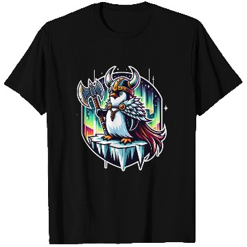 Discover Viking Penguin Conquering Northern Lights T Shirts