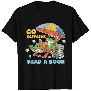 Discover Book Lover Frog Summer Beach Relaxing Reading T Shirts