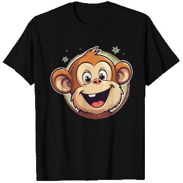 Discover Cute Cartoon Monkey Face T Shirts