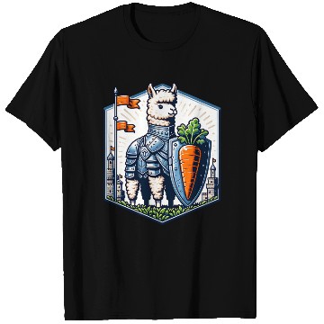 Discover Llama Knight With Carrot Shield Adventure T Shirts