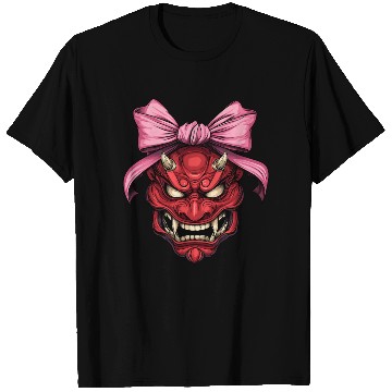 Discover Coquette Bow Oni Yokai Devil Mask Pink Mothers Day T Shirts