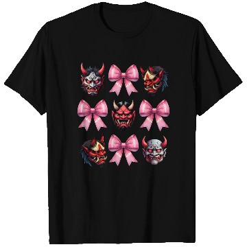 Discover Coquette Bow Oni Yokai Devil Mask Pink Mothers Day T Shirts