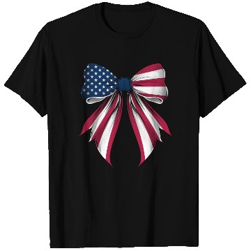 Discover Coquette Bow USA US Flag Patriotic Ribbon Mom T Shirts