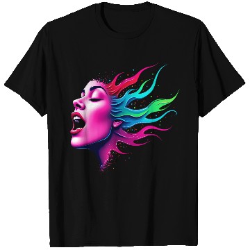 Discover Neon Soundwave Face - Music Lovers T Shirts
