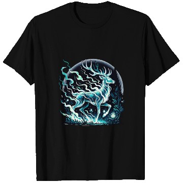 Discover Ethereal Stag in Mystical Forest Moonlight T Shirts