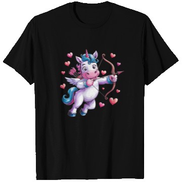 Discover Magical Cupid Unicorn with Hearts and Bow T Shirts